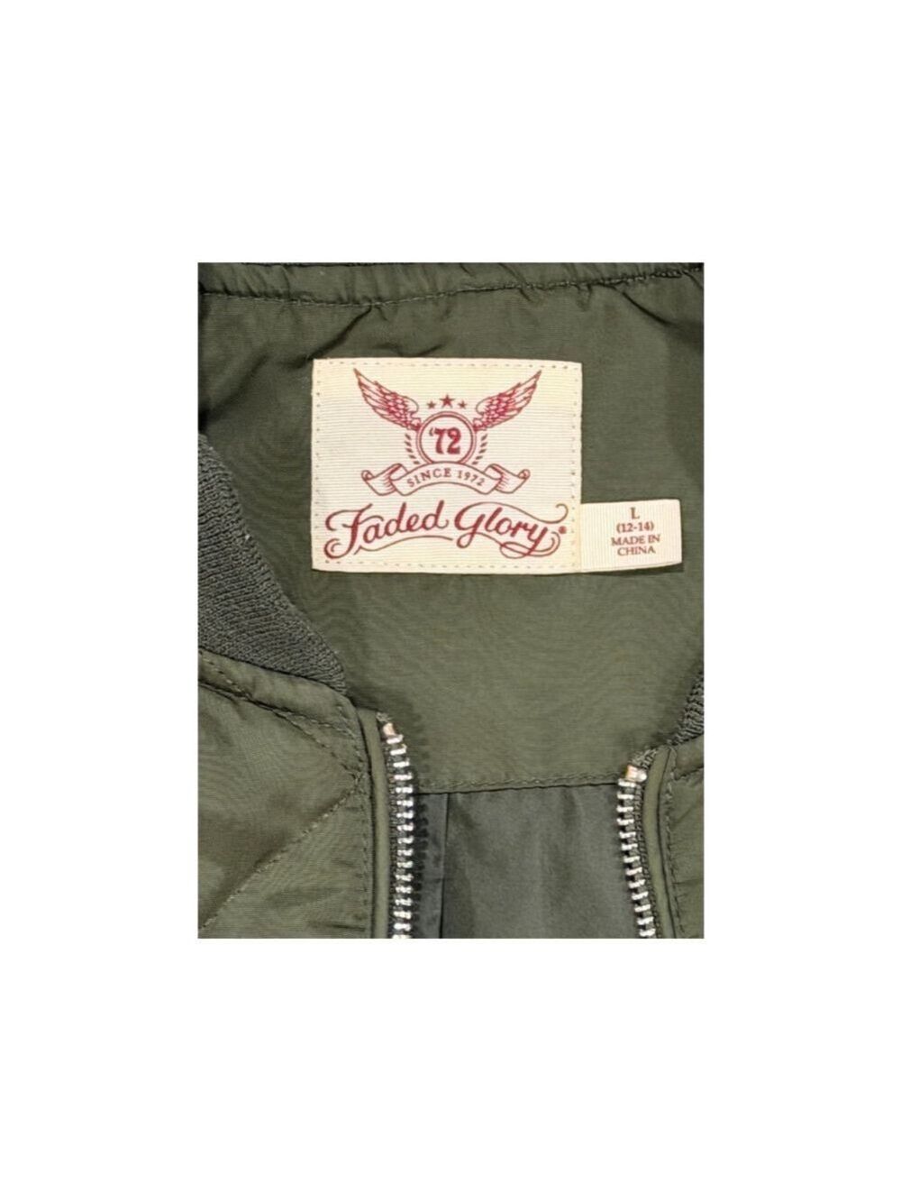 Faded Glory Green Bomber Jacket - Size Large (VGUC) - Picture 3 of 4